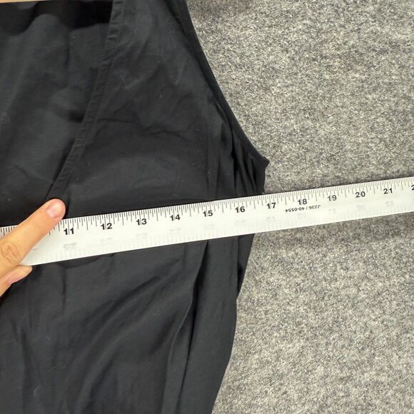 Loft Wrap Dress Women 2 Black Short V-Neck Tasseled Tie Up Sleeveless Cotton - Picture 5 of 7